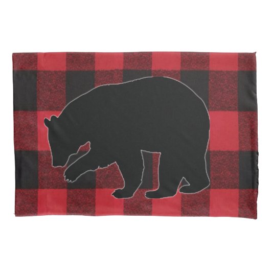 Kerst Kussen Hoesjes Rood Plaid Zwart Beer Kussensloop (Voorkant-Links)