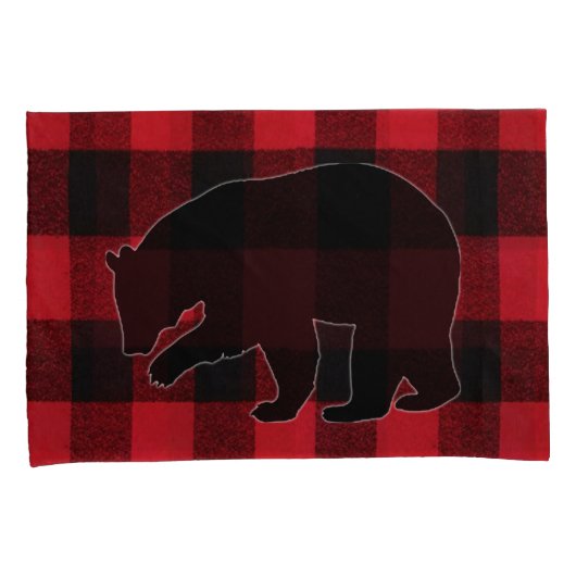 Kerst Kussen Hoesjes Rood Plaid Zwart Beer Kussensloop (Voorkant-Rechts)