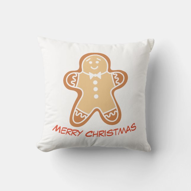 Kerst Kussen met Gebruine Brood Man (Voorkant)