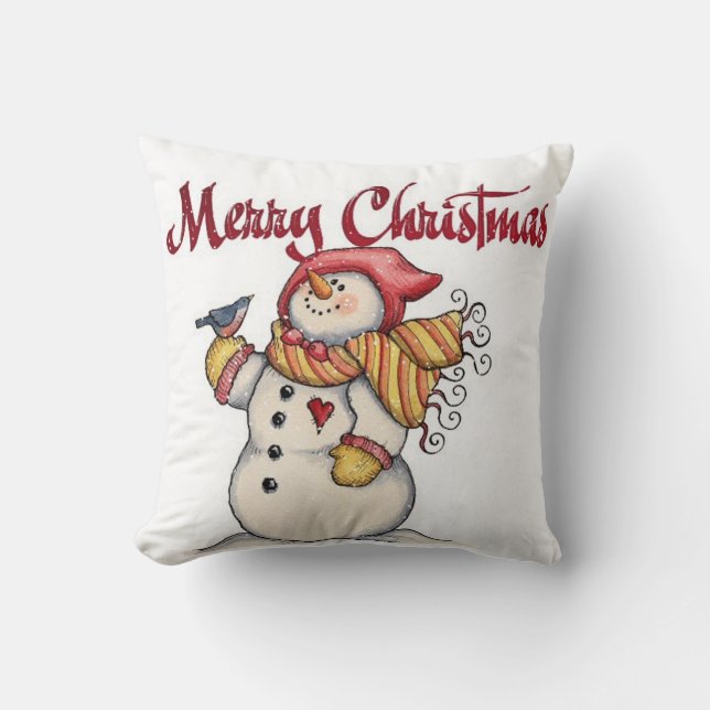 Kerst Kussenhoes/Snieuwman Kussen (Voorkant)