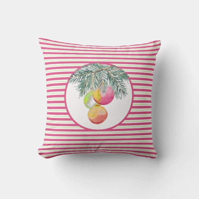 Kerst Kussens Unieke Kleurrijke Waterverf (Voorkant)