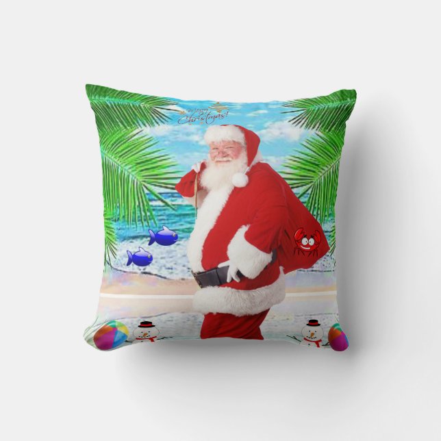 Kerst Kussensloop, Zomer Beach Bum Sinterklaas Kussen (Voorkant)