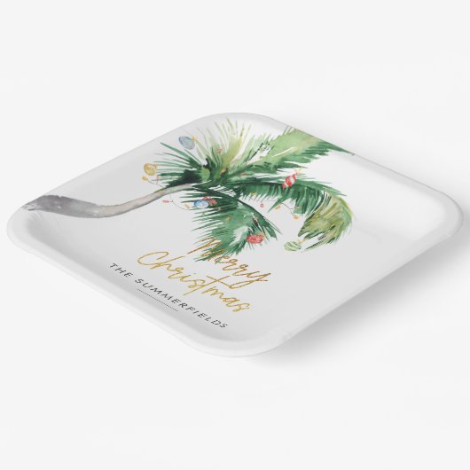 Kerst Kust Feestdagen Palm Tree Papieren Bordje (Gebogen)