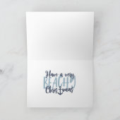 Kerst Kust Tropisch Zee Schelp Krans _Blauw Feestdagen Kaart (Binnen)