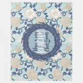 Kerst Kust Tropisch Zee Schelp Krans - Blauw Fleece Deken (Voorkant)