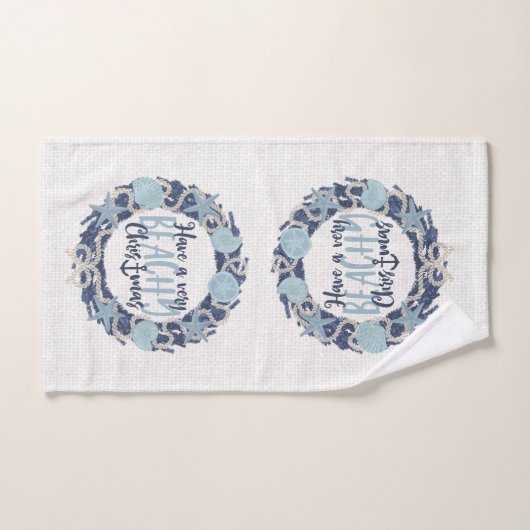 Kerst Kust Tropisch Zee Schelp Krans -Blauw Handdoek (Handdoek)