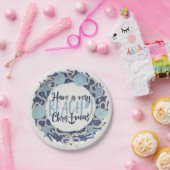 Kerst Kust Tropisch Zee Schelp Krans - Blauw Papieren Bordje (Feest)