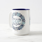 Kerst Kust Tropisch Zee Schelp Krans -Blauw Tweekleurige Koffiemok (Voorkant links)