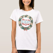 Kerst Kust Tropisch Zee Schelp Krans -Groen T-shirt (Voorkant)