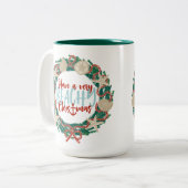 Kerst Kust Tropisch Zee Schelp Krans -Groen Tweekleurige Koffiemok (Voorkant links)