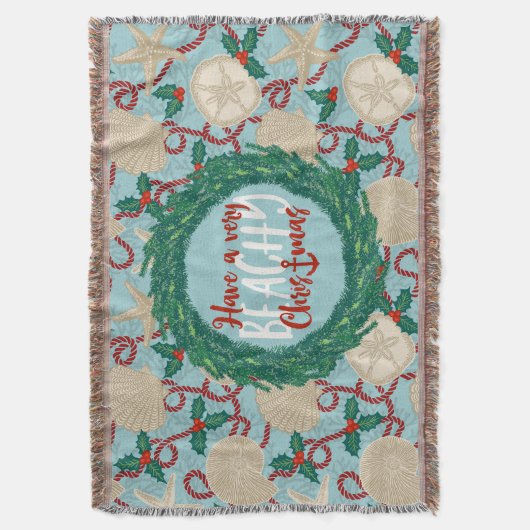 Kerst Kust Tropisch Zee Schelp Krans - Rood Deken (Voorkant Verticaal)