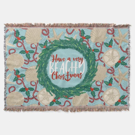 Kerst Kust Tropisch Zee Schelp Krans - Rood Deken (Voorkant)