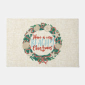 Kerst Kust Tropisch Zee Schelp Krans -Rood Deurmat (Voorkant)