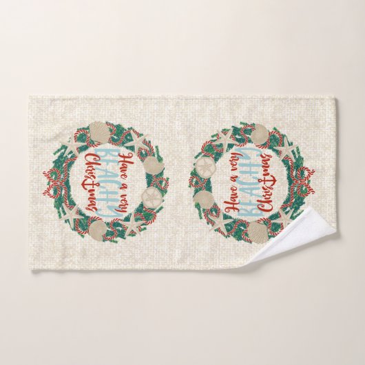 Kerst Kust Tropisch Zee Schelp Krans -Rood Handdoek (Handdoek)