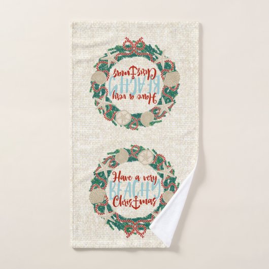 Kerst Kust Tropisch Zee Schelp Krans -Rood Handdoek (Handdoek)