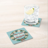 Kerst Kust Tropisch Zee Shell Krans - Aqua Kartonnen Onderzetters (Insitu)