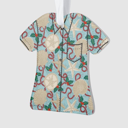 Kerst Kust Tropisch Zee Shell Krans- Aqua Ornament (voorkant)