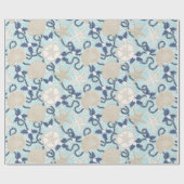 Kerst Kust Tropische Zee Schelpen - Blauw Cadeaupapier (Vlak)