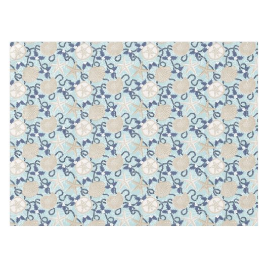 Kerst Kust Tropische Zee Schelpen - Blauw Tafelkleed (Voorkant (Horizontaal))