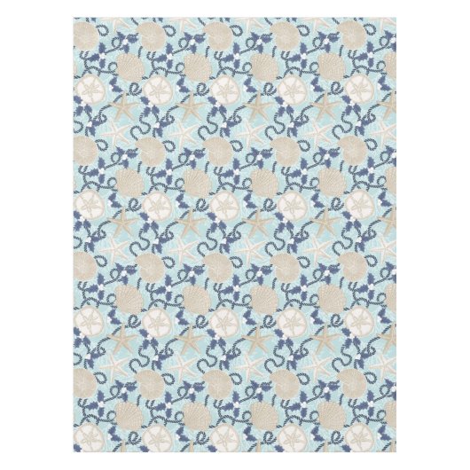 Kerst Kust Tropische Zee Schelpen - Blauw Tafelkleed (Voorkant)