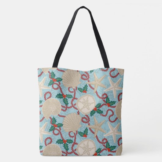 Kerst Kust Tropische Zee Schelpen Omkeerbaar Tote Bag (Achterkant)