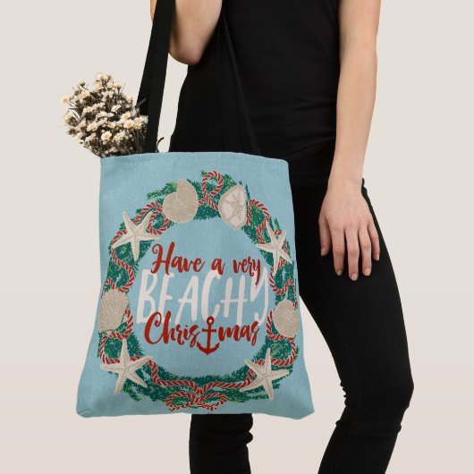 Kerst Kust Tropische Zee Schelpen Omkeerbaar Tote Bag (Dichtbij)