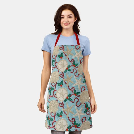 Kerst Kust Tropische Zee Schelpen - Rood Schort (Gedragen)