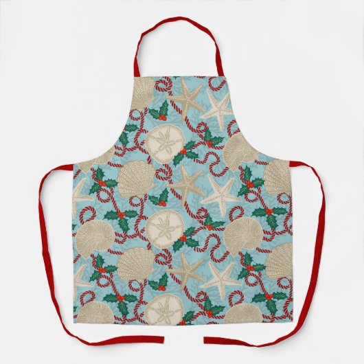 Kerst Kust Tropische Zee Schelpen - Rood Schort (Voorkant)