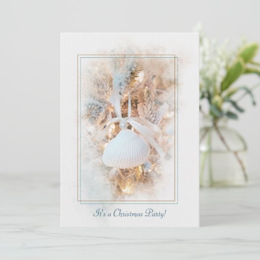 Kerst Kustthema feest uitnodiging (Staand voorkant)