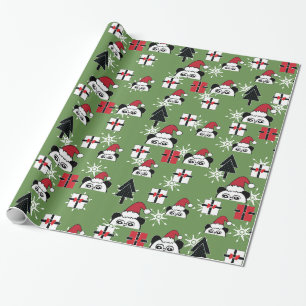 Kerst Kute Santa Panda's met Cadeaus Cadeaupapier