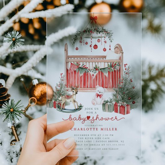 Kerst Kwekerij Acryl Baby shower Uitnodigen Uitnodigingen