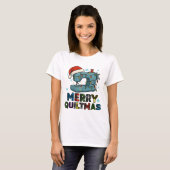 Kerst Kwiltfeest Naaimachine  T-shirt (Voorkant volledig)