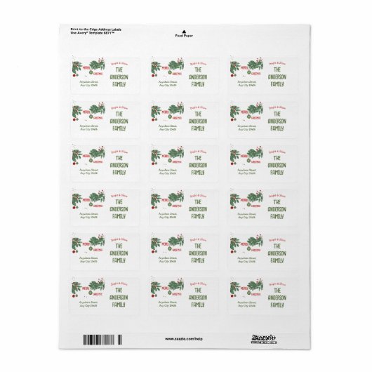 Kerst laat retour adreslabels (set van 20) etiket (Full Sheet)