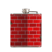 Kerst Label met rode bakstenen achtergrond Heupfles (Achterkant)