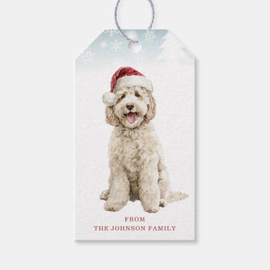 Kerst Labradoodle Cadeaubijslaters Cadeaulabel (Voorkant)