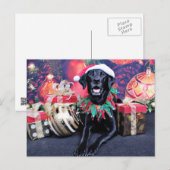Kerst - Labrador - Cooper Feestdagenkaart (Voorkant / Achterkant)