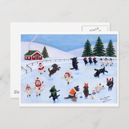 Kerst Labrador Fun Painting Feestdagenkaart (Voorkant / Achterkant)