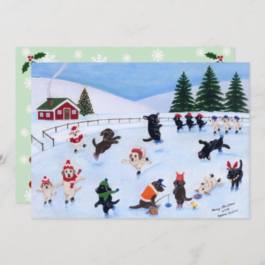 Kerst Labrador Fun Painting Kaart (Voorkant / Achterkant)