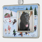 Kerst Labrador Fun Painting Verzilverd Omlijst Ornament (Links)