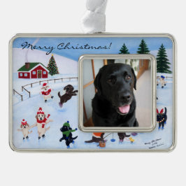 Kerst Labrador Fun Painting Verzilverd Omlijst Ornament