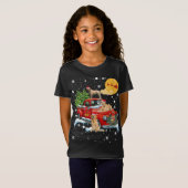 Kerst labrador hond met  rode truck funn t-shirt (Voorkant volledig)