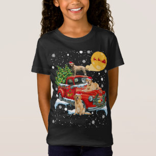 Kerst labrador hond met  rode truck funn t-shirt