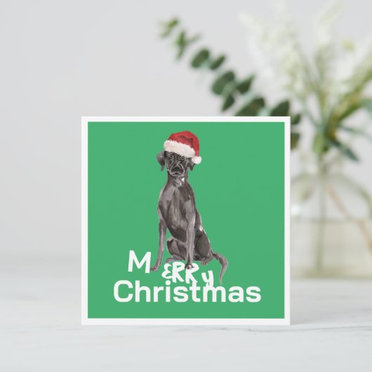 Kerst Labrador Hond Wit Groen Vrolijk Groet (Staand voorkant)