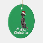 Kerst Labrador Hond Wit Groen Vrolijk Groet Keramisch Ornament (Rechts)