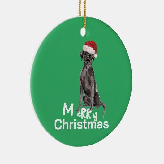 Kerst Labrador Hond Wit Groen Vrolijk Groet Keramisch Ornament (Rechts)