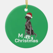 Kerst Labrador Hond Wit Groen Vrolijk Groet Keramisch Ornament (Voorkant)