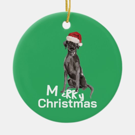 Kerst Labrador Hond Wit Groen Vrolijk Groet Keramisch Ornament (Voorkant)