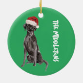 Kerst Labrador Hond Wit Groen Vrolijk Groet Keramisch Ornament (Achterkant)