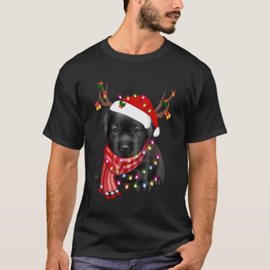 Kerst Labrador Retriever Hond Zwart Lab Lover G T-shirt (Voorkant)
