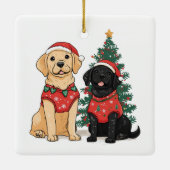 Kerst Labrador Retriever Honden Keramisch Ornament (Achterkant)